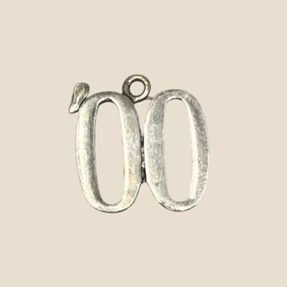 Vintage Sterling Silver Double Zero 00 Number Charm Bracelet Pendant 925